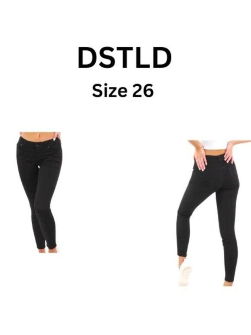 DSTLD Black Mid Rise Skinny Jeans Stretch Denim Size 26 NWT